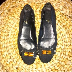 Gucci Black Flats with Bamboo Detail